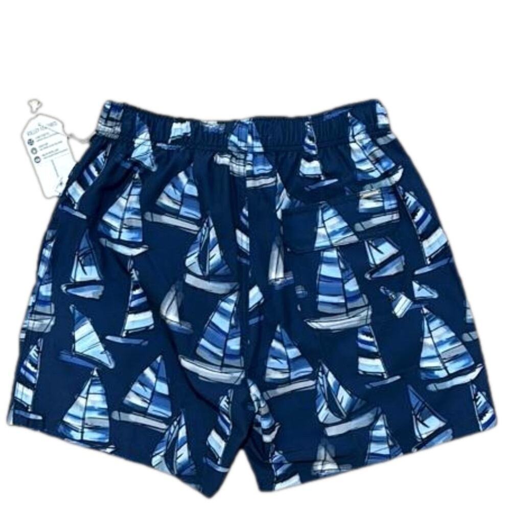 Men’s Swimwear Vintage Summer Brand 4 Way Stretch Size Small Blue Gray Sailboats - Picture 2 of 12